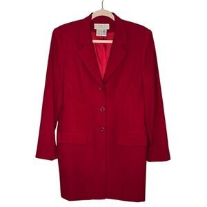 NORTON MCNAUGHTON Womens Sz 8 Red Vintage Button Blazer 100% Pure New Wool Lined